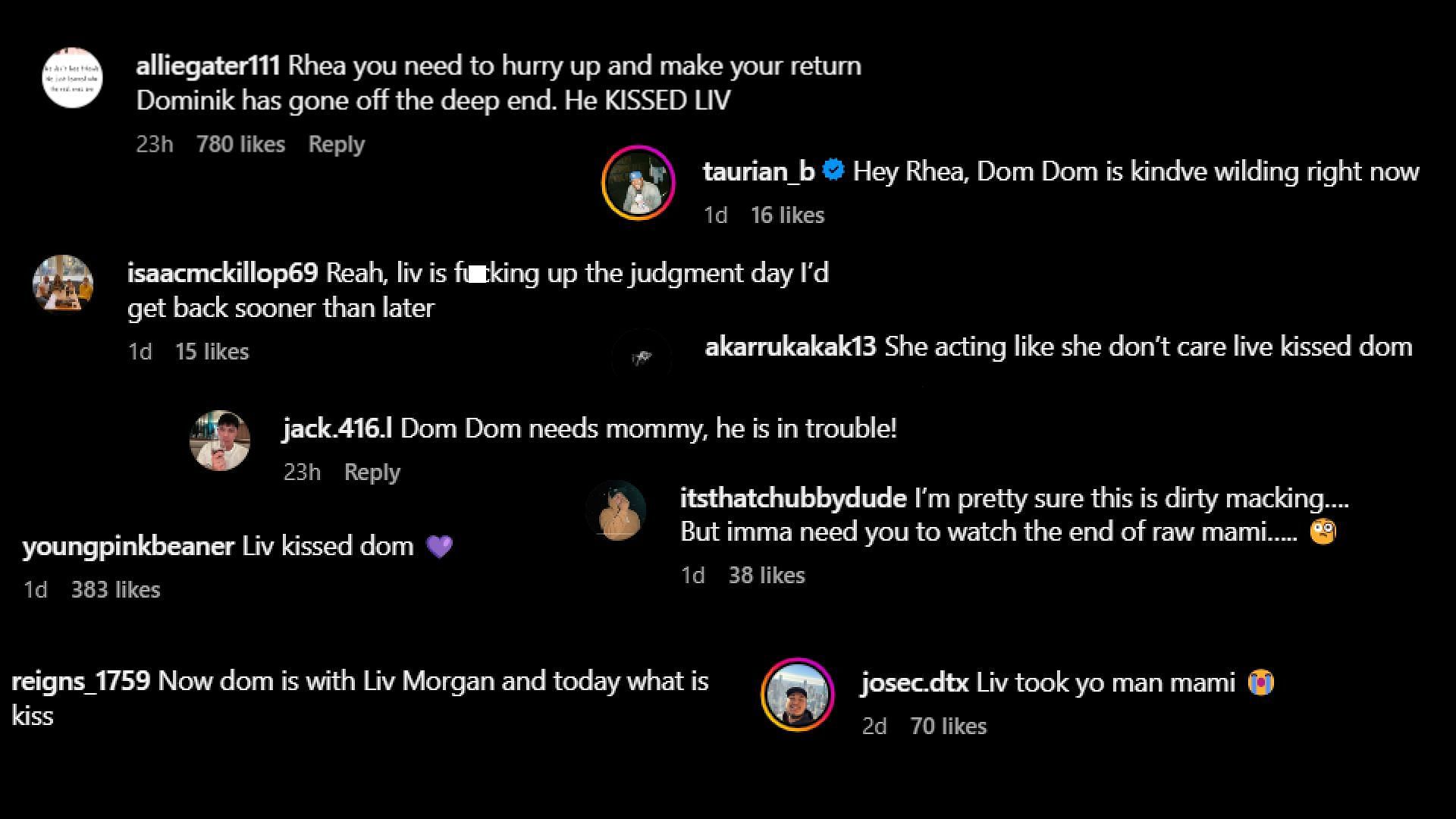 Fans' comments on Ripley's Instagram (via her Instagram)